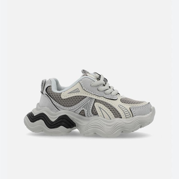 Other - Toddler Chunky Grey Black Lace Up Velcro Sneakers Size 8.5